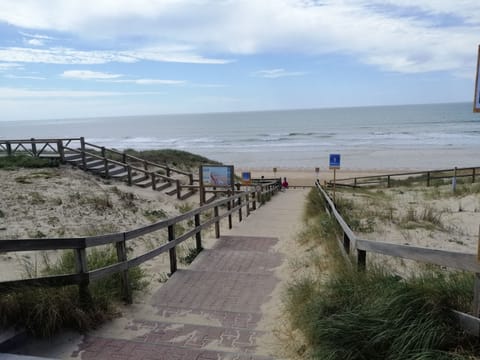 Beach nearby, sun loungers