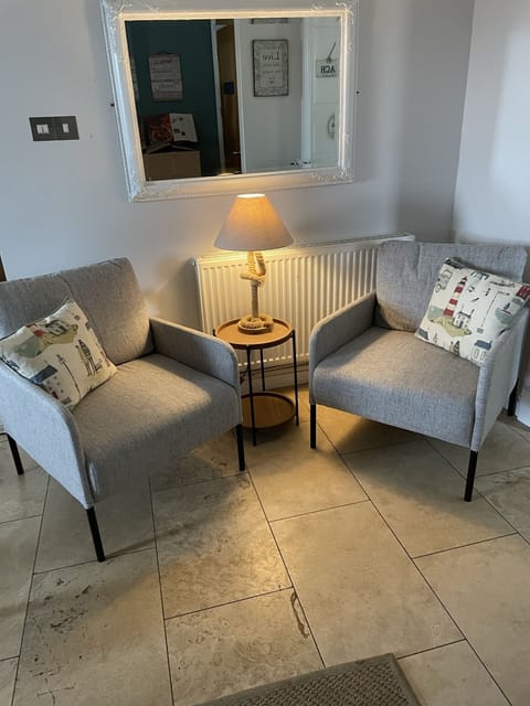 Seating in front of fireplace