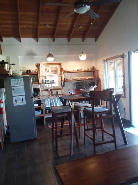 Dining table and kitchen