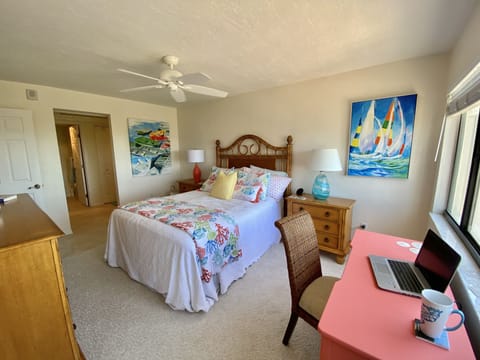 Master bedroom with desk for working remote. Great view of the Gulf of Mexico