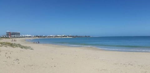 Beach nearby, sun loungers