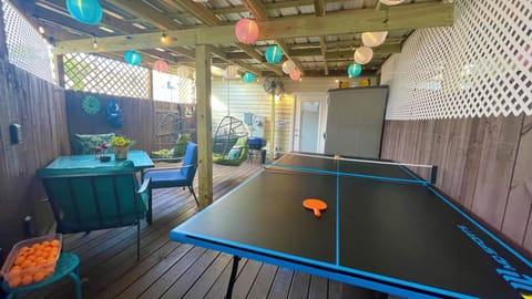 Covered back entertainment big patio with Ping Pong Table  & Egg Chair Swings