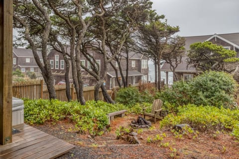 Backyard with firepit