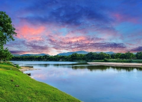 Sunset view of Packsaddle Mountain and Llano River from the Pearl Haus lawn! 