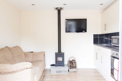 Sitting/kitchen area with wood burner