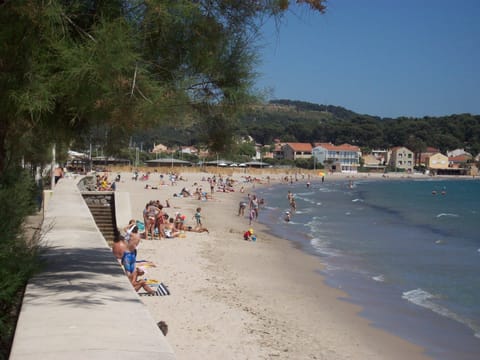 Beach nearby, sun loungers