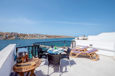 Sunny terrace with stunning panoramic sea views