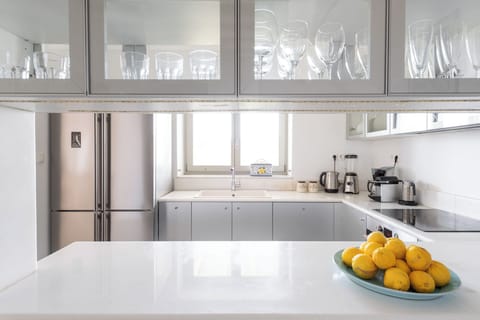 Marble countertops and modern appliances