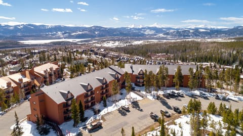 Aerial view of Buffalo Village complex in the winter
