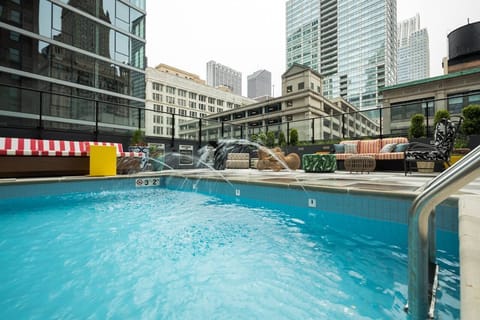 Outdoor pool, sun loungers