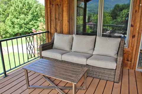 Seating on the covered balcony.  