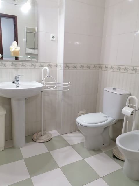 Combined shower/tub, bidet, toilet paper