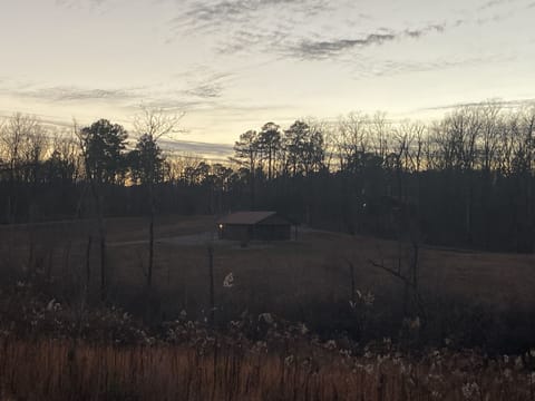 sunset view of cabin