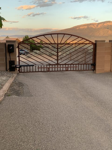 Gated lot for parking.  