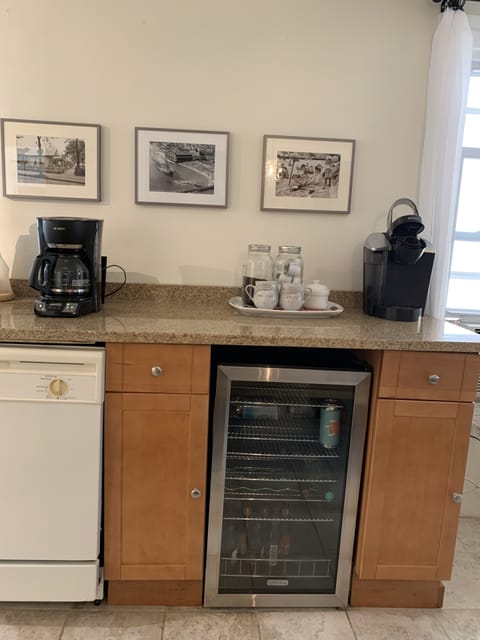 beverage fridge & coffee station