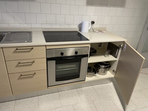 Fridge, oven, stovetop, cookware/dishes/utensils