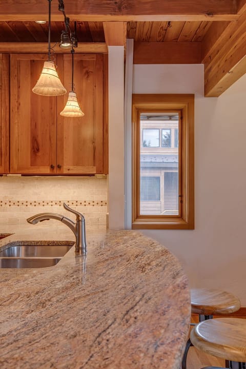 Bar stools at kitchen counter