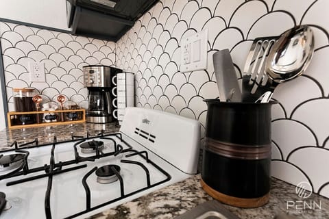 A fully stocked kitchenette, ready for home-cooked meals and fresh coffee!