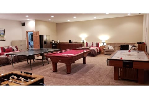 Ping pong, billiards, air hockey, foosball, pop a shot basketball, darts