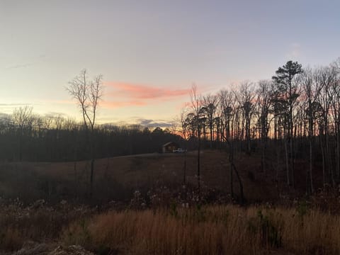 sunset view of cabin