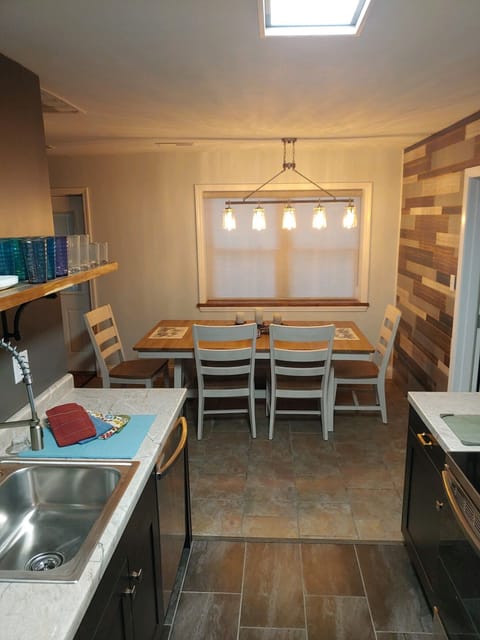 Kitchen table seats 6.