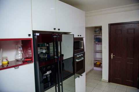 Fridge, microwave, oven, electric kettle