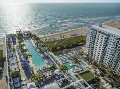 Outdoor pool, a heated pool, sun loungers