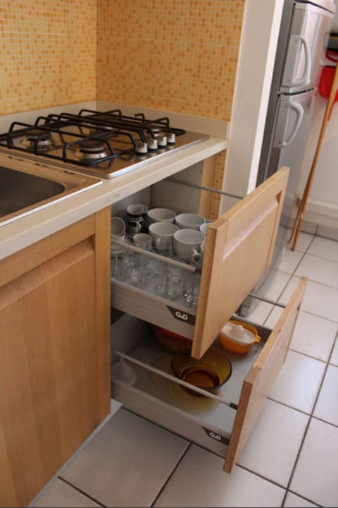 Fridge, oven, stovetop, cookware/dishes/utensils