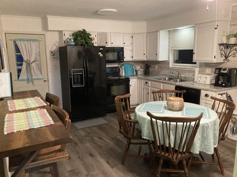 fridge, freezer, microwave, oven/stove, coffee maker, toaster, mixer