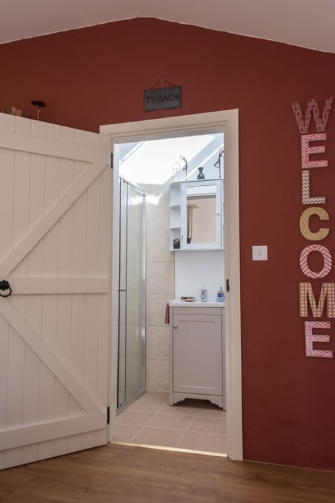 The bathroom is bright and modern.