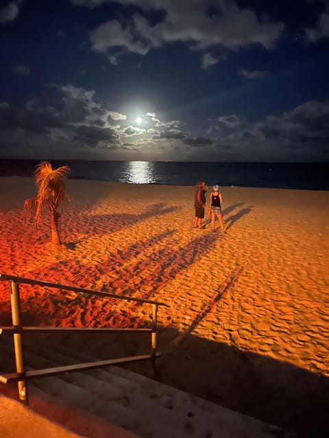 On the beach, sun loungers, beach towels