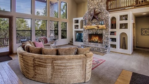 Amazing living room with fireplace.