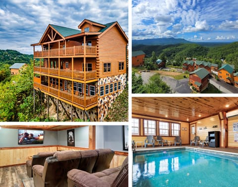 Unbelievable cabin. Actual view from the back deck and our indoor heated pool.