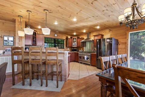 Spacious kitchen with gourmet appliances.