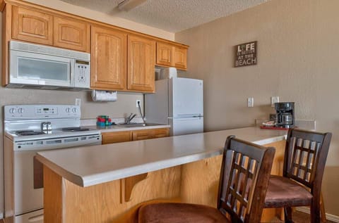 The kitchen is fully equipped with essentials