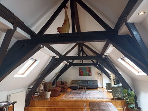 Dining table and living room