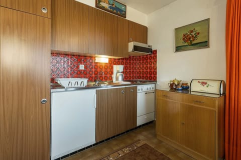 Fridge, oven, stovetop, coffee/tea maker