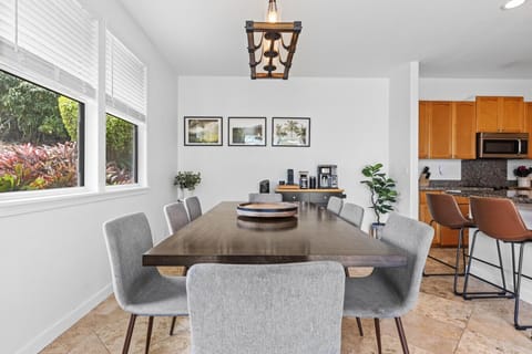 Long dining table for group meals