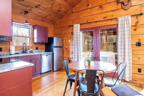 Kitchen & Dining areas, with access to the deck