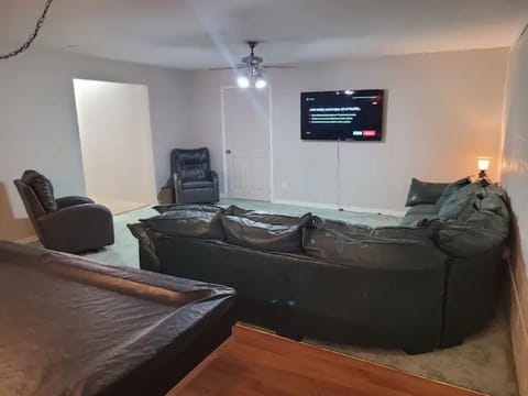 Smart TV, fireplace, video games, foosball