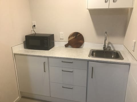 Fridge, microwave, coffee/tea maker, electric kettle