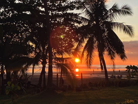 Beach nearby, sun loungers