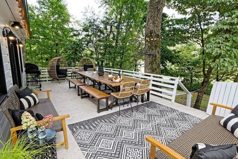 Seating for 20 at this custom-made dining table.