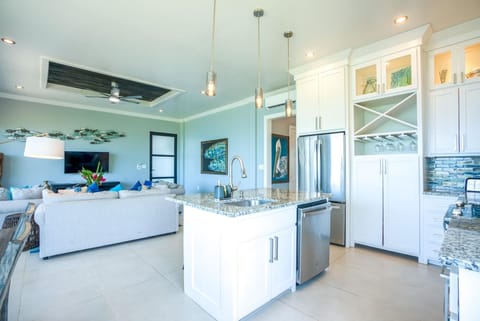 Kitchen Island and dishwasher.