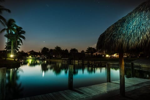 A heated pool, sun loungers