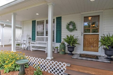 Front Porch with seating for 6. Two steps into main house