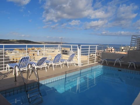 A rooftop pool