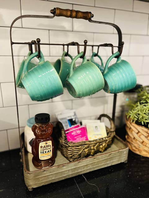 Combined shower/tub, hair dryer, towels, soap