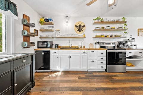 Kitchen is fully equipped for your convenience.