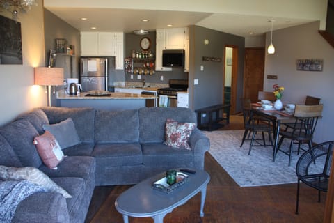 Open concept kitchen, dining room, and living room